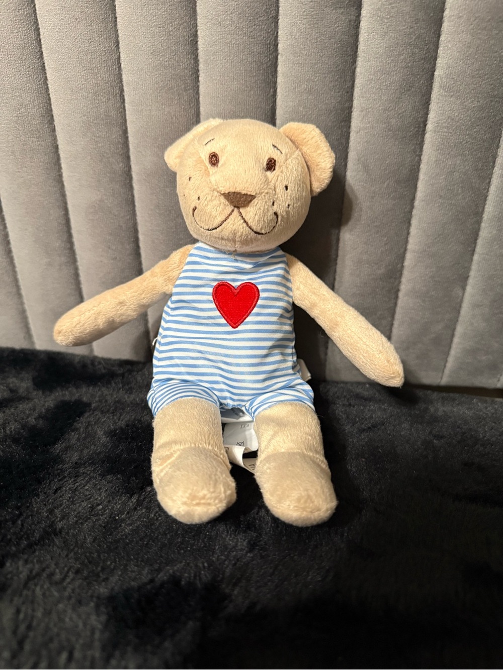 IKEA FABLER BJÖRN Teddy Bear Plush 21cm Blue Striped Heart Stuffed Toy